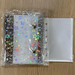 透明 シール帳 星柄 キラキラ バインダー A7 6穴 ホログラム リフィル