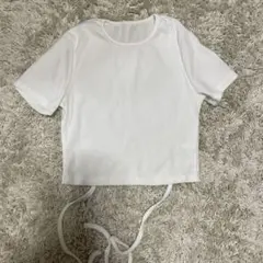 ホワイト クロップド Tシャツ リボン付き