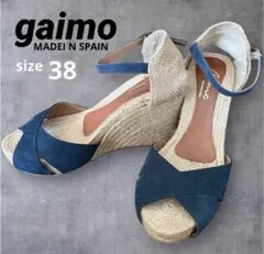 【gaimo】ガイモ　スエード地バックストラップ ジュートウェッジサンダル　38のサムネイル