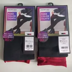 福助　フェイクカラータイツM〜L2点セット