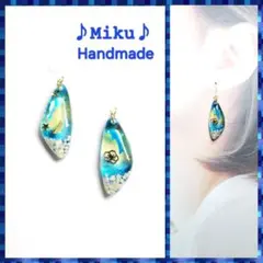 No.1416-C　海☆イルカ☆レジン☆ピアス・イヤリング(ゴールド)