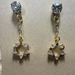 ゴールドクリスタルドロップピアス