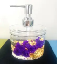 ソープディスペンサー 紫の花 金箔入り