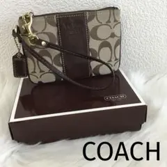 コーチ☆シグネチャーマルチケース☆キャンバス☆レザー☆ミニポーチ☆リストレット