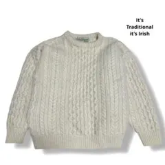 アイルランド製 アランニットフィッシャーマンセーター ピュアウール アラン編み