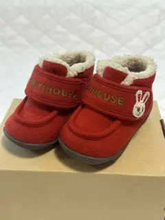 ミキハウス 赤いベビーシューズ ウサギ刺繍 12.0cm