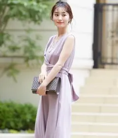 Dorry Doll ノースリーブバックプリーツスカートミモレ丈ワンピースドレス