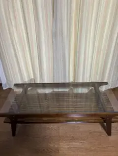 木製　ガラス　テーブル