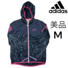 ADIDAS フード付きジャケット M ネイビー/ピンク
