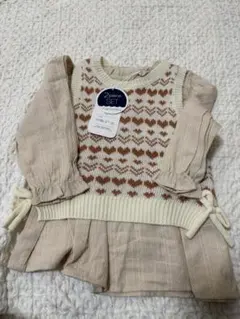 バースデイ　ママラク　ハート柄ニットセーターとスカートセット 90