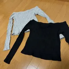 H&M DIVIDED オフショルダー 長袖 Tシャツ 2色セット