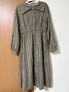 ehka sopo チェック柄ひざ下丈ワンピース セーラー襟