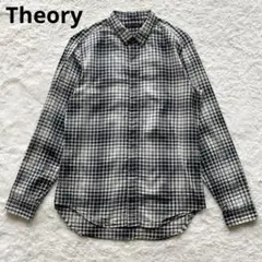 極美品 Theory セオリー 比翼 ヘリンボーン チェック シャツ Sのサムネイル