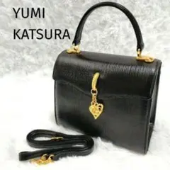 ユミカツラ 2way ハンドバッグ 本革 金具 黒 フォーマル　冠婚葬祭