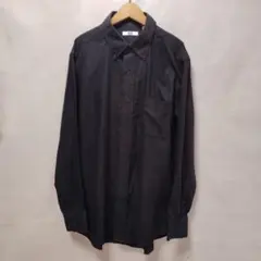 ユニクロUNIQLO メンズ黒色オックスフォード素材ボタンダウン長袖シャツL