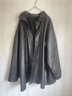 ダークブラウン レザーオーバーサイズジャケット