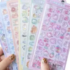 可愛い 3Dレリーフ シール パステルカラー シール帳 軽量 コンパクト