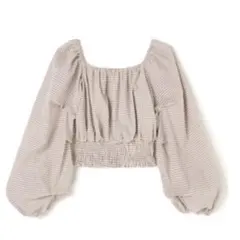 ボリュームスリーブチェックショート オフショル ブラウス Mサイズ GRL