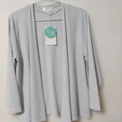 【ALPHA CUBIC】七分袖カーディガン　グレー　L