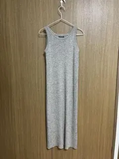 ノースリーブ グレー系 ロングワンピース Fサイズ