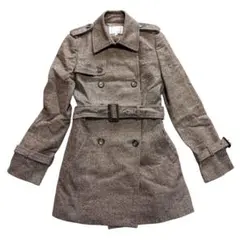 【M-PREMIER】 ブラウン トレンチコート ウール/シルク混 アウター