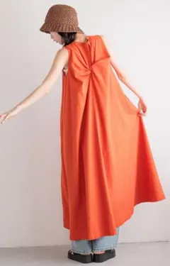 LOWRYS FARM バックネジリワンピースノースリーブ　オレンジ