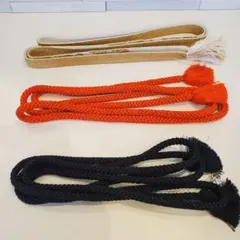 【​訳あり】帯締め 3本セット ゴールド/オレンジ/ブラック 和装小物