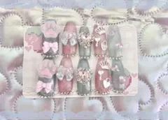 ♡現品♡ネイルチップ量産型地雷系ねこピンク水色マグネットネイル