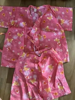 蝶と花のプリント 甚平 90サイズ