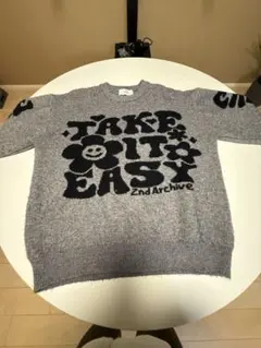 2ndArchive グレー 長袖ニットセーター