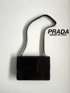90s PRADA LEATHER FLAP ONE SHOULDER BAG