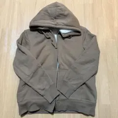 ユニクロ　UNIQLO ボアスウェットフルジップパーカ　ブラウン　XL