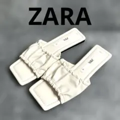 ZARA ザラ 【22.５】 フラットサンダル スクエアトゥ ホワイト