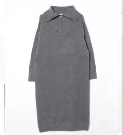 AZUL ハーフジップ ニットワンピース グレー Mサイズ