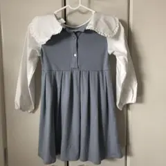 ワンピース　フリル襟 長袖 薄い青