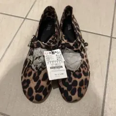 美品☆ ZARA 完売品♪ レオパード柄 ハラコ本革フラットシューズ  36＊ 美品☆ ZARA 完売品♪ レオパード柄 ハラコ本革フラットシューズ