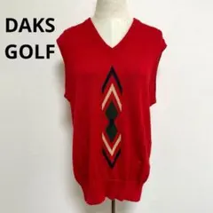 DAKS GOLF ダックス 赤 Vネック ニット ベスト L おしゃれのサムネイル
