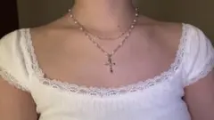 pearly y2k fairy grunge cross necklace♡
