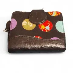 カラフル 和柄 ブラウン 二つ折り財布 可愛い コンパクト 使いやすい