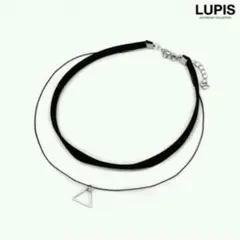 レザーとベロアが可愛い☆トライアングル２連チョーカー   シルバー