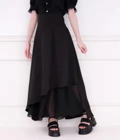 ブラック フレアスカート アシンメトリー