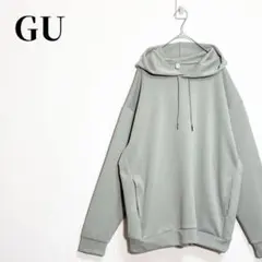 【新品タグ付】GU　ダブルフェイスパーカ　プルオーバー　カーキグリーン　XLのサムネイル