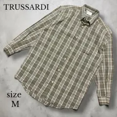 【TRUSSARDI 】チェックシャツ Mサイズ　オリーブグリーンのサムネイル