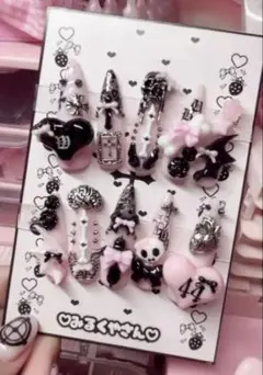 ꒰ NO19 ꒱ネイルチップオーダー 量産型 パンク ゴシック 地雷 平成女児