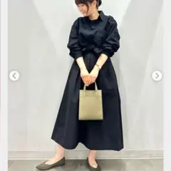 GU　ジーユー　タフタフレアミディスカート　ブラック　S