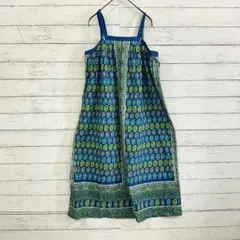 【RENATA CERRUTI】ワンピース 総柄 青緑 レトロデザイン 42