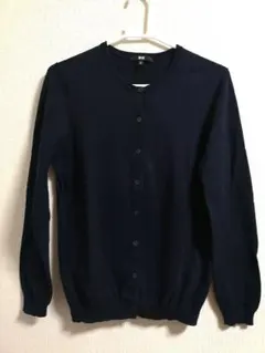 UNIQLOユニクロ　長袖　丸首カーディガン コットン100%　ブラック　XL