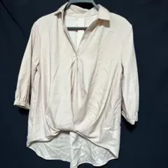 1X ライトピンク 五分袖 ドレープシャツ