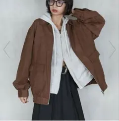 美品　PAGEBOY スエード調 Wジップヴィンテージブルゾン ブラウンSサイズ