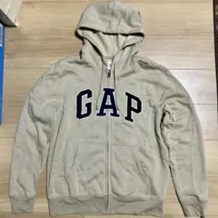 GAPロゴ ジップアップ パーカー(ユニセックス) カーキ ベージュ 裏起毛